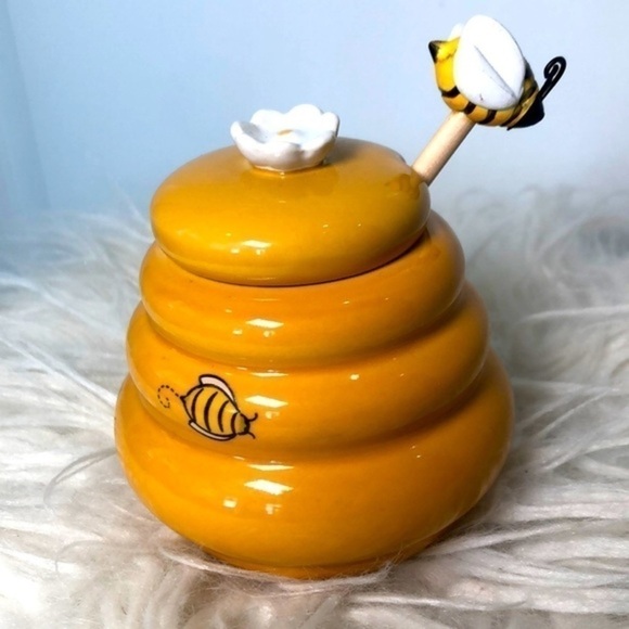 HONEY 🍯 | Ceramic Honey Comb 🐝 + Classic Wooden Bumblebee Honey Wand. - Picture 3 of 7